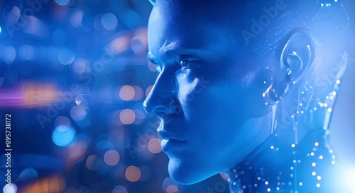 an artificial intelligence brain with futuristic technology elements in a cybernetic, glowing environment.