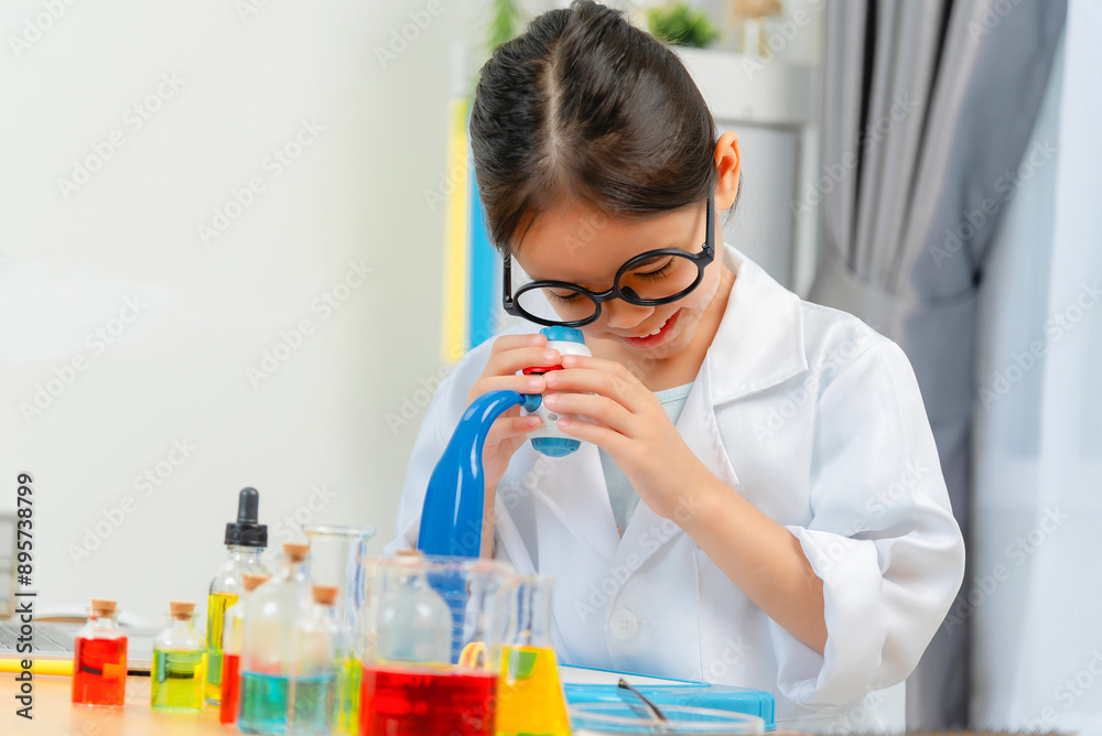 young Asia girl Scientist Conducting Experiment With Microscope In Laboratory young Asia girl Scientist Conducting Experiment With Microscope In Laboratory