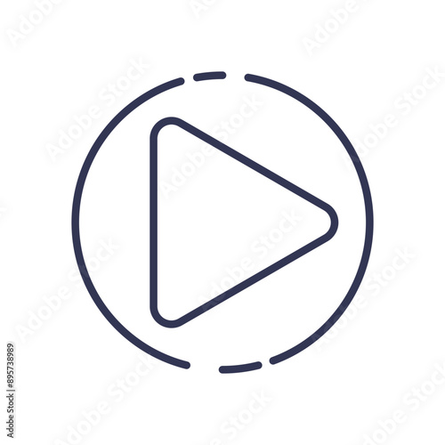Simple play button icon inside a circle, outlined in dark blue.
