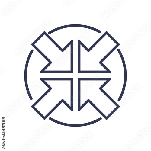 Four arrows pointing inward within a circle, forming a symmetrical design.