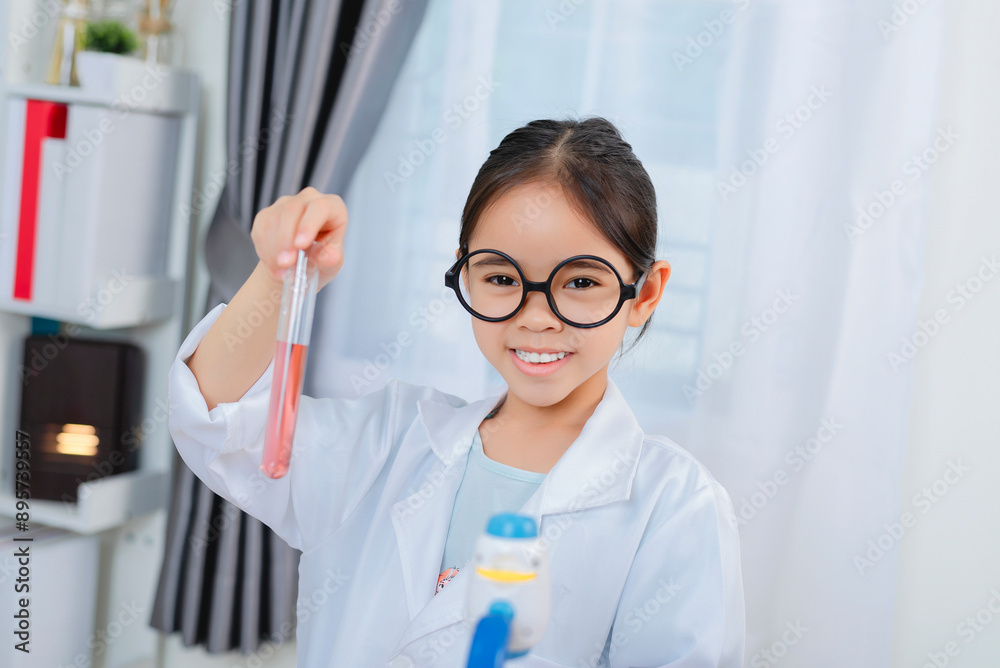 young Asia girl Scientist Conducting Experiment With Microscope In Laboratory young Asia girl Scientist Conducting Experiment With Microscope In Laboratory