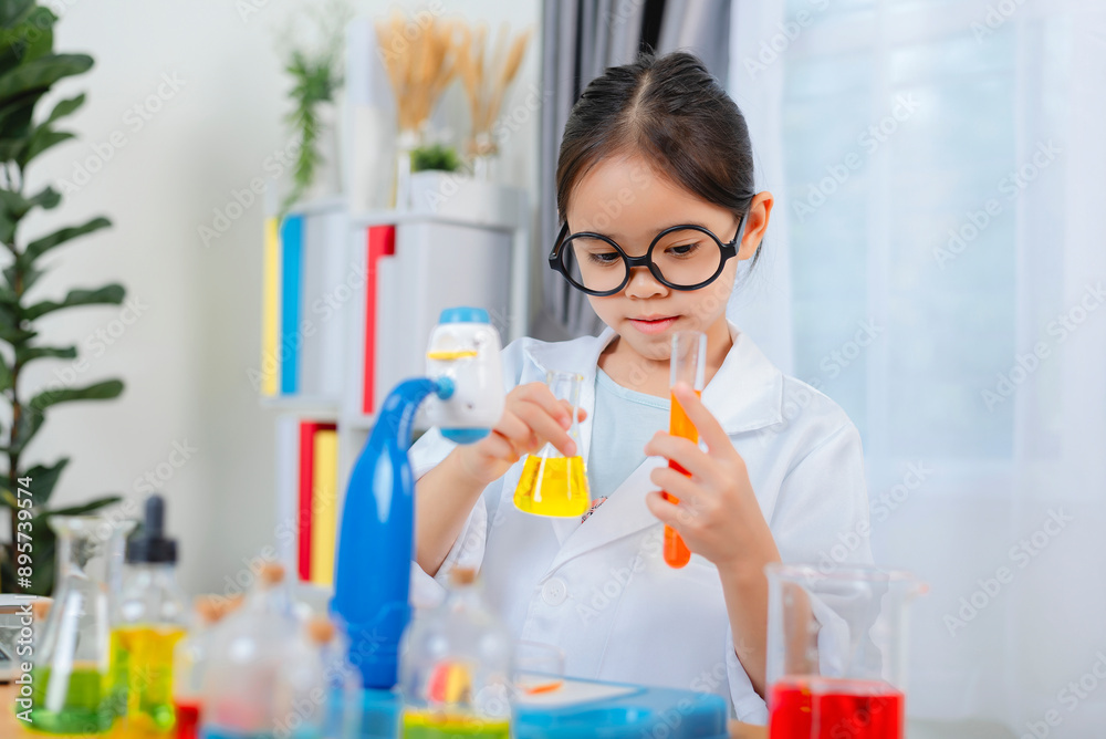 young Asia girl Scientist Conducting Experiment With Microscope In Laboratory young Asia girl Scientist Conducting Experiment With Microscope In Laboratory