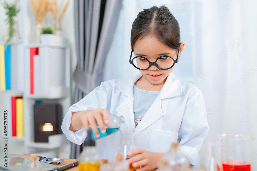 young Asia girl Scientist Conducting Experiment With Microscope In Laboratory young Asia girl Scientist Conducting Experiment With Microscope In Laboratory