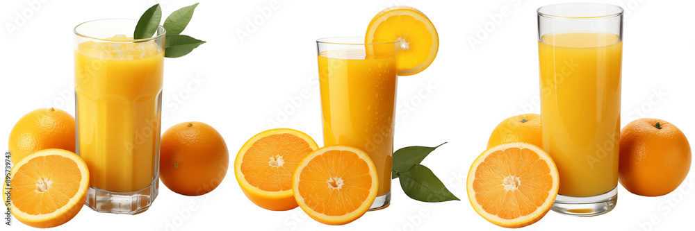 Set of Orange Juice with Oranges Isolated on Transparent Background png Set of Orange Juice with Oranges Isolated on Transparent Background png