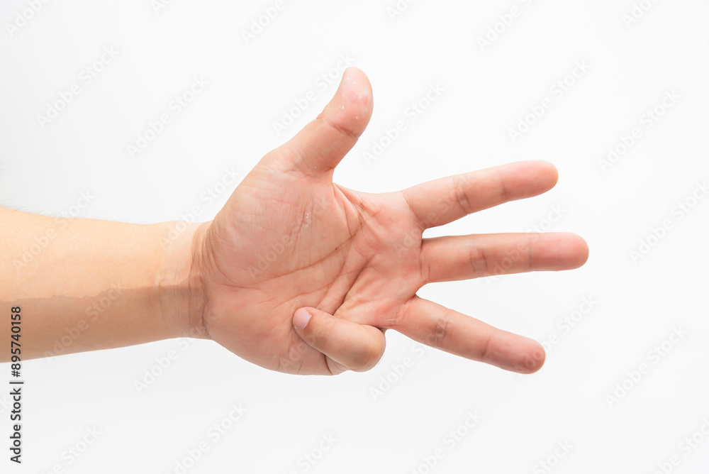 Extended Hand Gesture On White Background