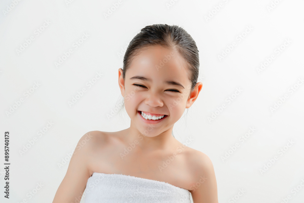 Adorable Girl Applying Facial Cream Smiling At Camera Adorable Girl Applying Facial Cream Smiling At Camera