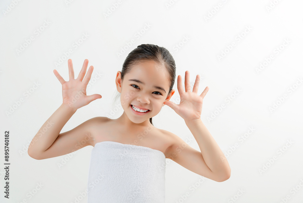 Adorable Girl Applying Facial Cream Smiling At Camera Adorable Girl Applying Facial Cream Smiling At Camera