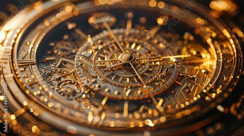 Wallpaper Mural Gold-plated digital astrolabe charting cryptocurrency constellations, Torontodigital.ca