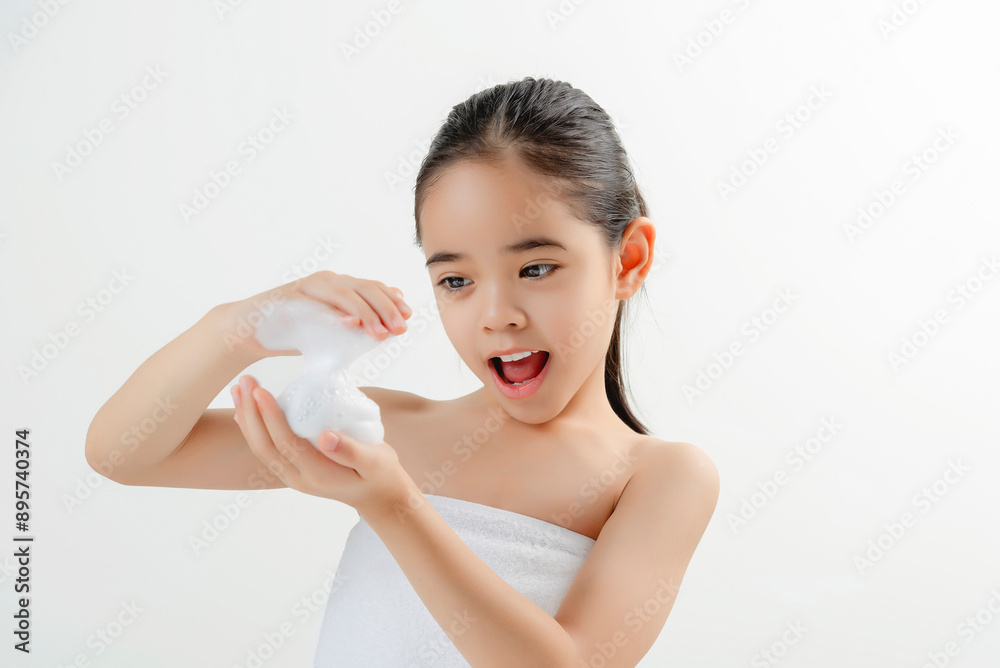 Adorable Girl Applying Facial Cream Smiling At Camera Adorable Girl Applying Facial Cream Smiling At Camera