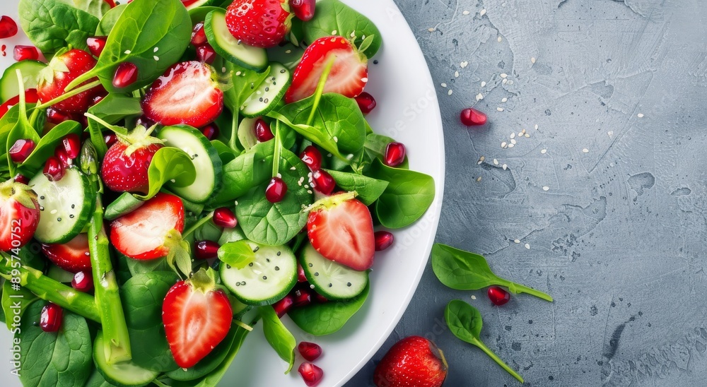 Fresh Spinach Salad With Strawberries, Asparagus, and Cucumber Fresh Spinach Salad With Strawberries, Asparagus, and Cucumber