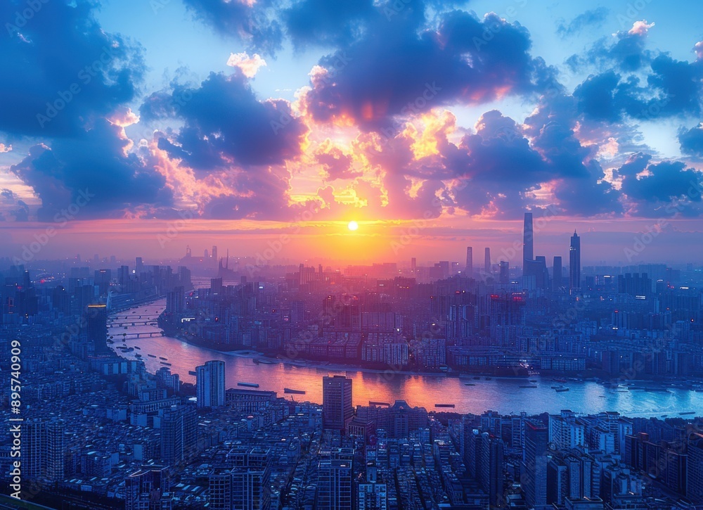 Cityscape Sunset Panorama Cityscape Sunset Panorama
