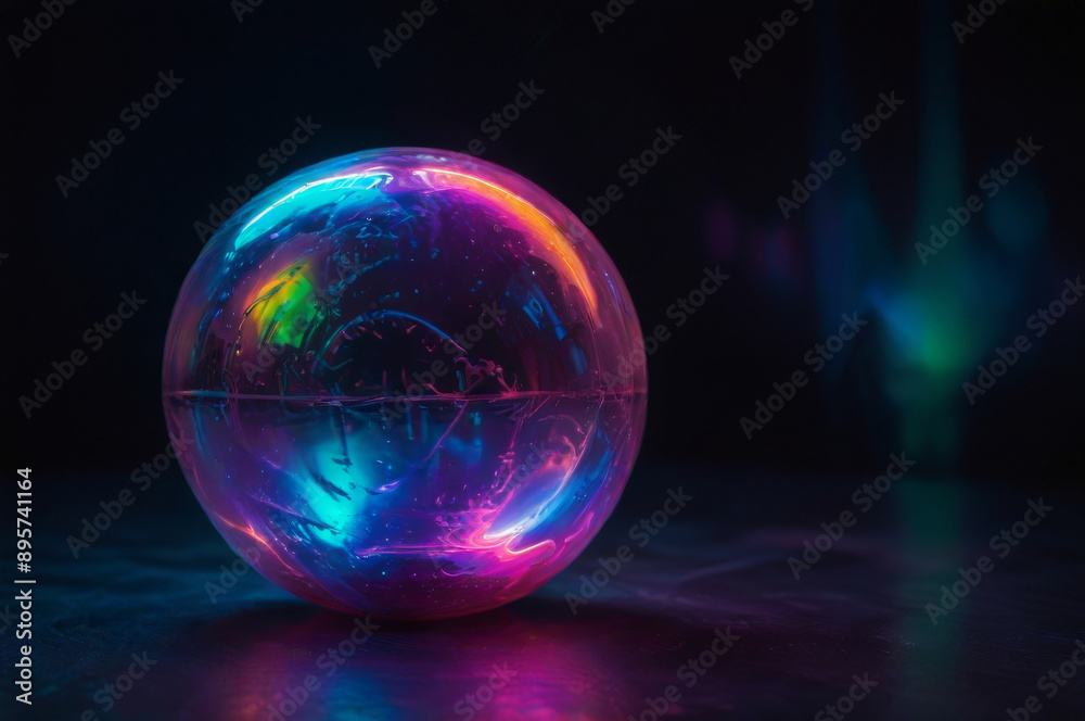 Neon graphic ball in a dark space. Neon graphic ball in a dark space.