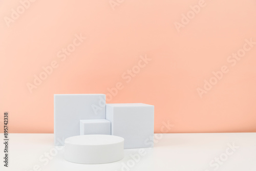 Wallpaper Mural Minimalist White Geometric Shapes on a Plain Background Torontodigital.ca