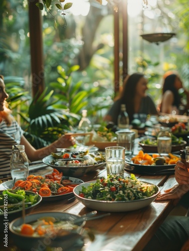 Group of Friends Enjoying a Casual Meal Together