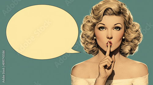  Vintage Pop Art Woman Shushing