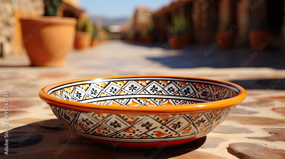 empty Terracotta bowl with designing pattern empty Terracotta bowl with designing pattern