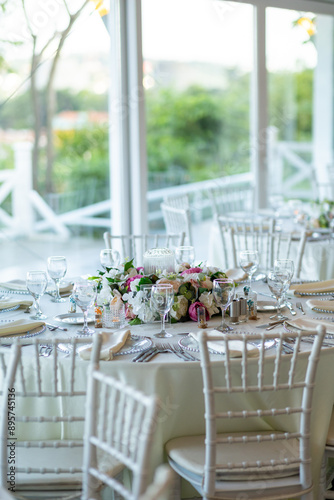 The elegant wedding table ready for guests.