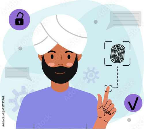 Wallpaper Mural Man Using Fingerprint Scanner for Security Torontodigital.ca