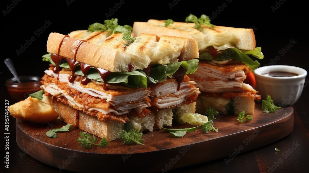 Free photo side view of club sandwich with chicken Free photo side view of club sandwich with chicken