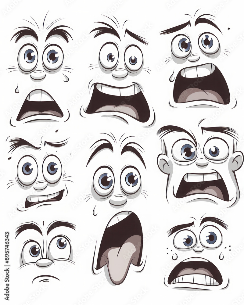 Cartoonish facial expressions. Emotions Cartoonish facial expressions. Emotions