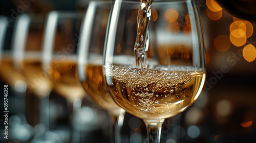 Wallpaper Mural Pouring Sparkling Wine Into Glass. Generative AI Torontodigital.ca