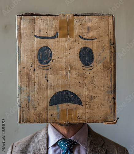 A cardboard box head emoji