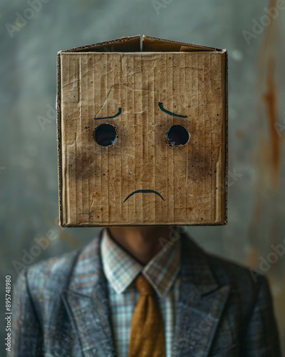 A cardboard box head emoji