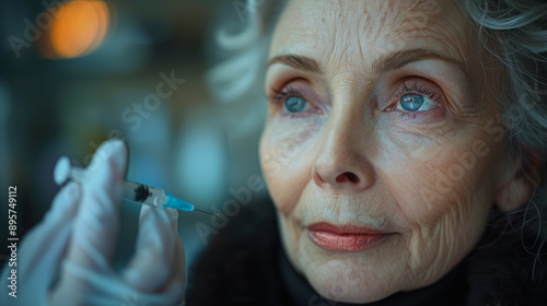 Elderly woman gets a latex injection