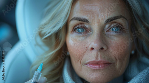 Elderly woman gets a latex injection