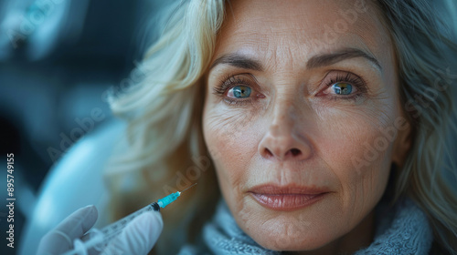 Elderly woman gets a latex injection