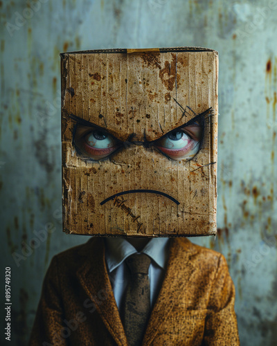 A cardboard box head emoji