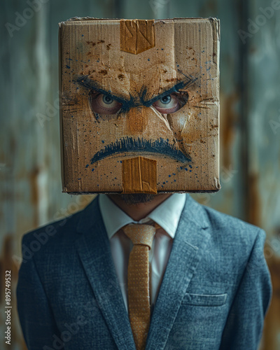 A cardboard box head emoji
