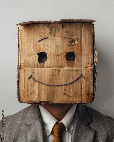 A cardboard box head emoji