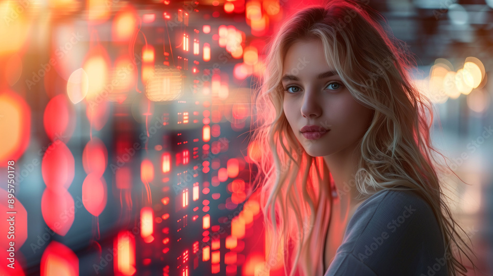Thoughtful Woman in Artistic Lighting Thoughtful Woman in Artistic Lighting
