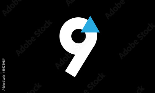 9 Triangle Number Logo Blue White Simple Modern Free Download 9 Triangle Number Logo Blue White Simple Modern - GFXLoad