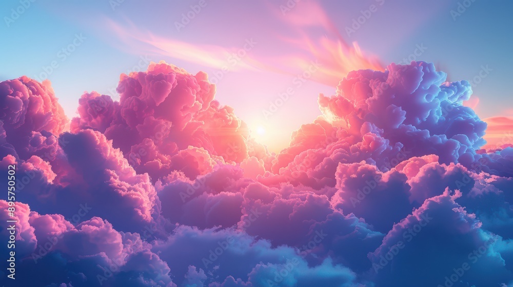 Pastel Clouds at Sunset: Aerial View of Ethereal Beauty Pastel Clouds at Sunset: Aerial View of Ethereal Beauty