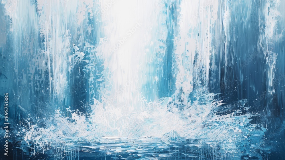 Serene Abstract Waterfall Landscape with Blue Hues and Cascading Waterfall Serene Abstract Waterfall Landscape with Blue Hues and Cascading Waterfall