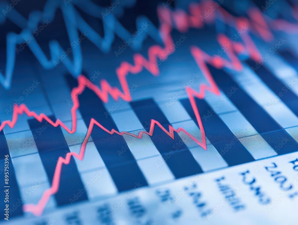 Economy graph showing sharp rises and falls in financial data, captured ...