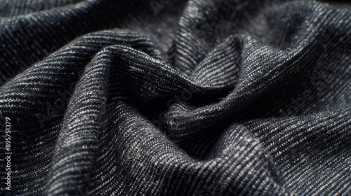 Suit Fabric Texture: Close-up of Charcoal Grey Textile Material for Background Design