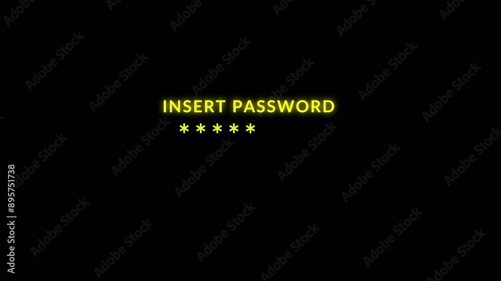 enter password login close up, security password icon animation, Lock and unlock animation with password entry animation.