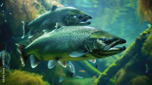 Chinook salmon in their native habitats.