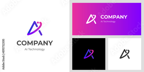 letter Ai identity logo design with shape icon design element, minimalist style for business technology and company identity
