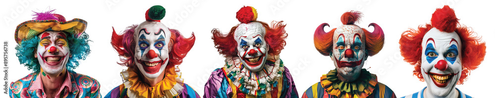 Pack of Happy clowns set on transparent background Pack of Happy clowns set on transparent background
