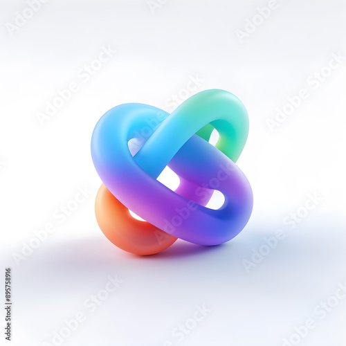 Intricate 3D loop design with smooth blue-green-orange gradient on white backdrop, ideal for modern art concepts