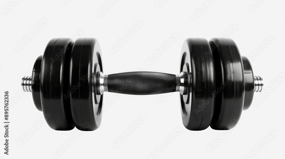 Black dumbbell isolated on white background with clipping path Black dumbbell isolated on white background with clipping path