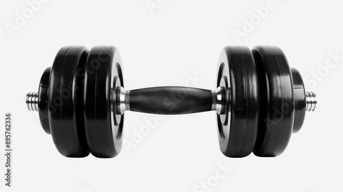 Black dumbbell isolated on white background with clipping path