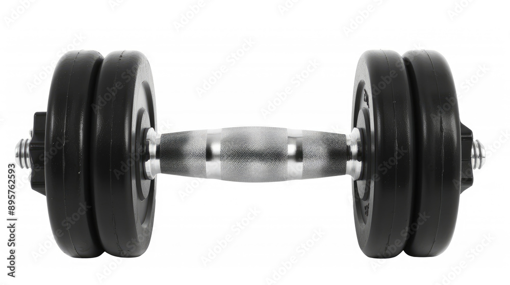 Black dumbbell isolated on white background with clipping path Black dumbbell isolated on white background with clipping path