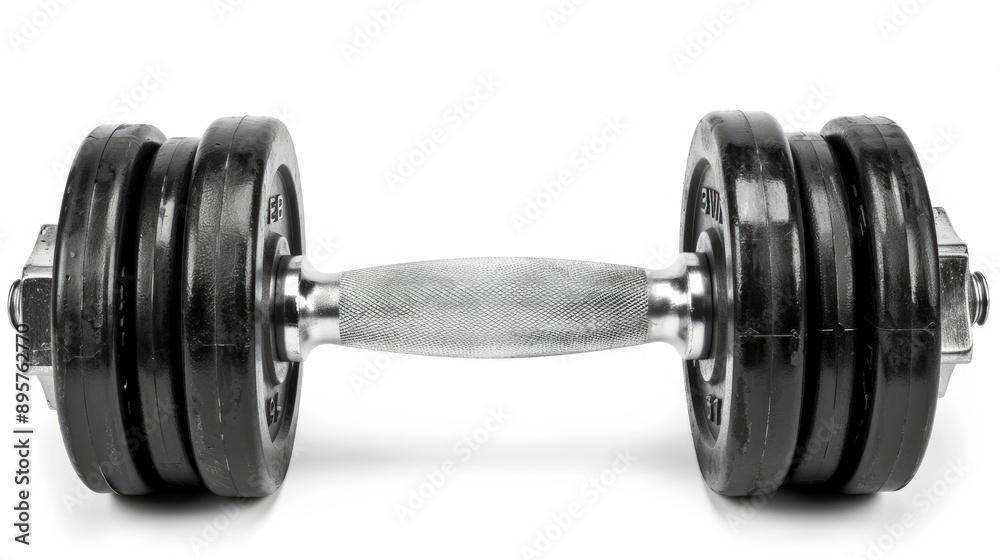 Black dumbbell isolated on white background with clipping path Black dumbbell isolated on white background with clipping path