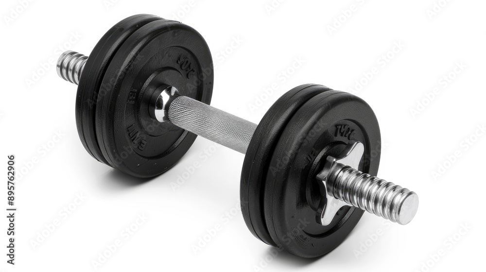 Black dumbbell isolated on white background with clipping path Black dumbbell isolated on white background with clipping path