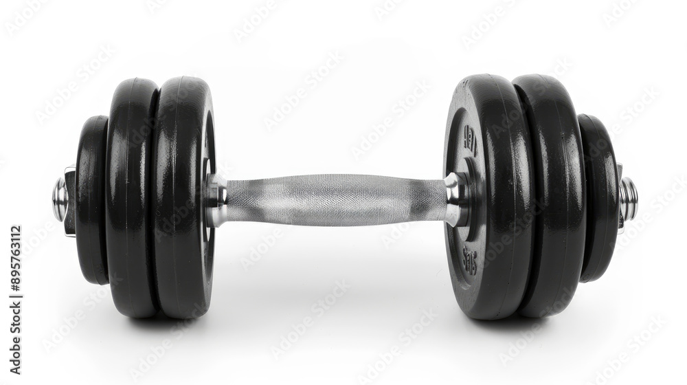 Naklejka premium Black dumbbell isolated on white background with clipping path